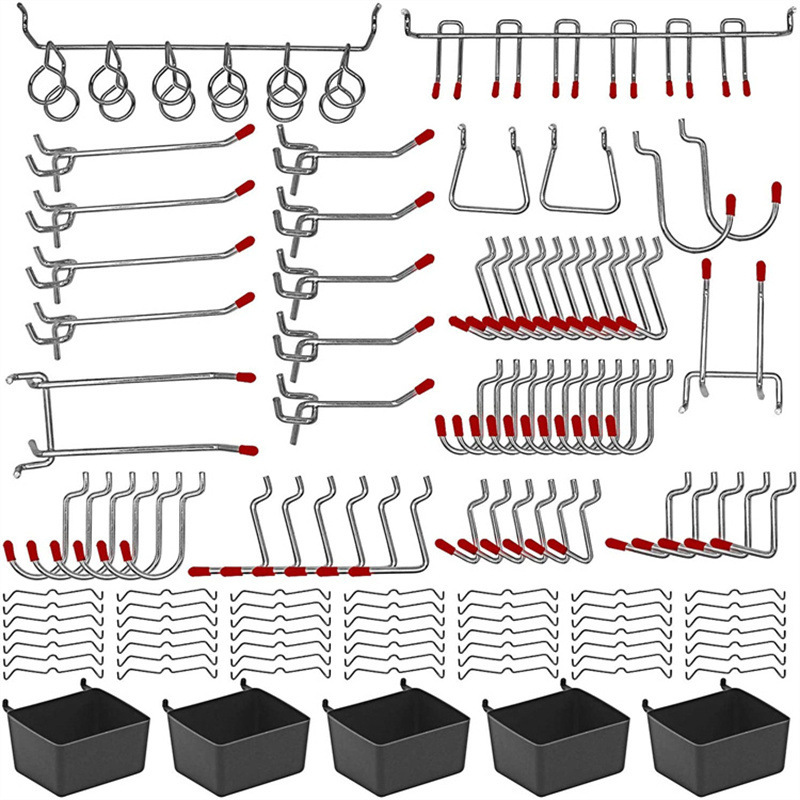 Workshop Tools Board - 114-delige pegboard-hakenset Metalen gereedschapshaken voor het