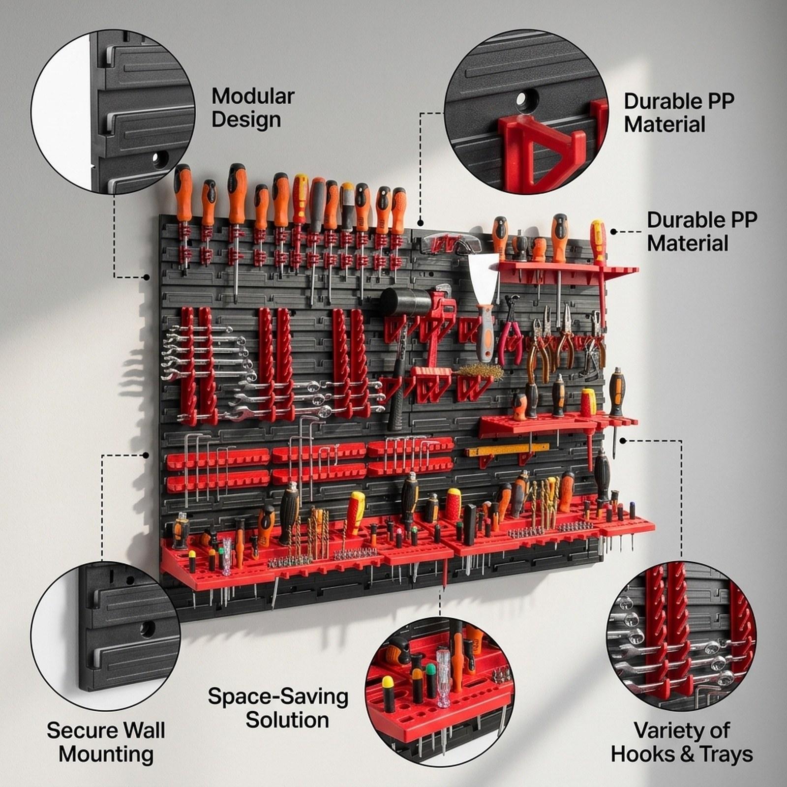 Wandgemonteerde opbergbakken m - Workshop Tools Board recensie en prijs